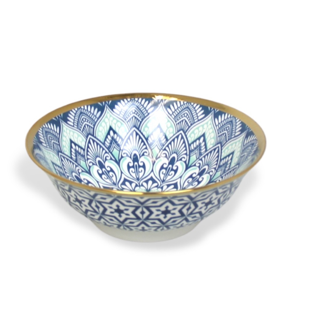 Elegant Blue and Gold Patterned Bowl